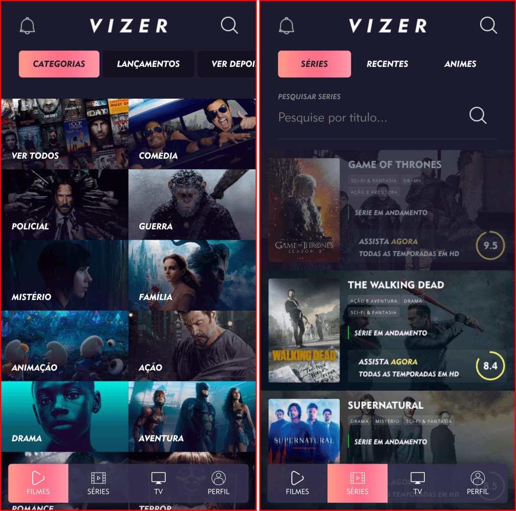 Filmes e séries - Vizer TV APK para Android
