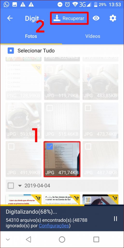 Recuperando os arquivos apagados do celular