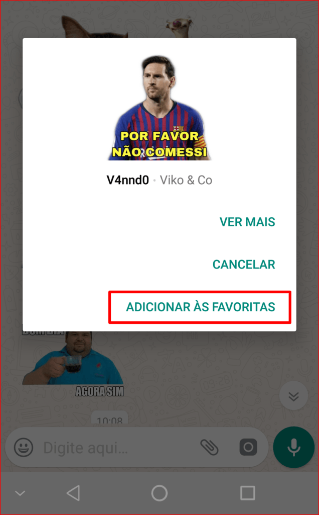 Adicionar o stickers compartilhados