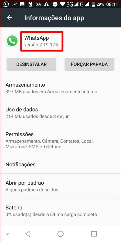 Informações do Whatsapp