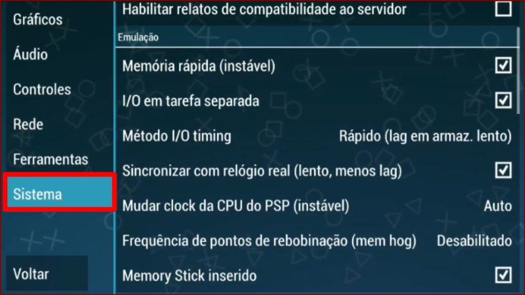 Melhor configuração para rodar qualquer jogo no emulador PPSSPP