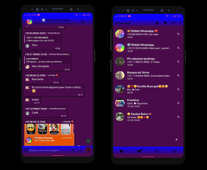 Degrade Roxo Theme - Tema para Fouad, FM e GBWhatsApp