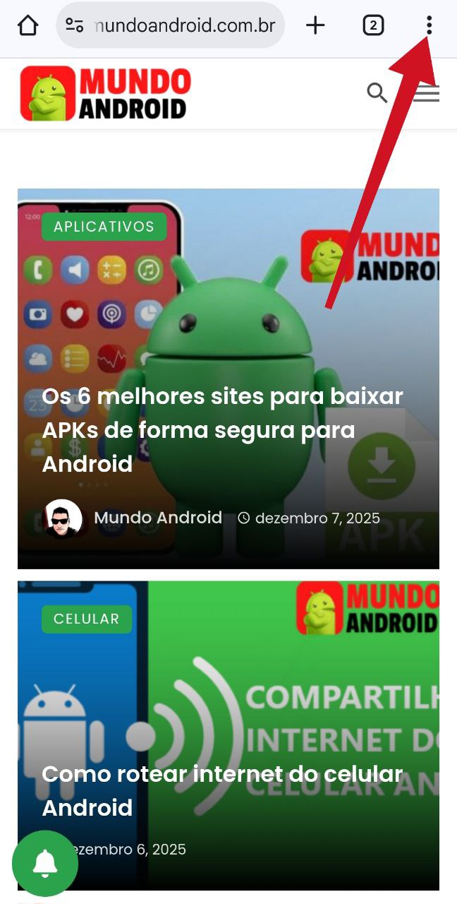 Menu Google Chrome / Mundo Android