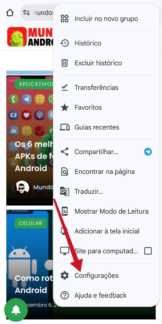 Configurações Chrome Android / Mundo Android