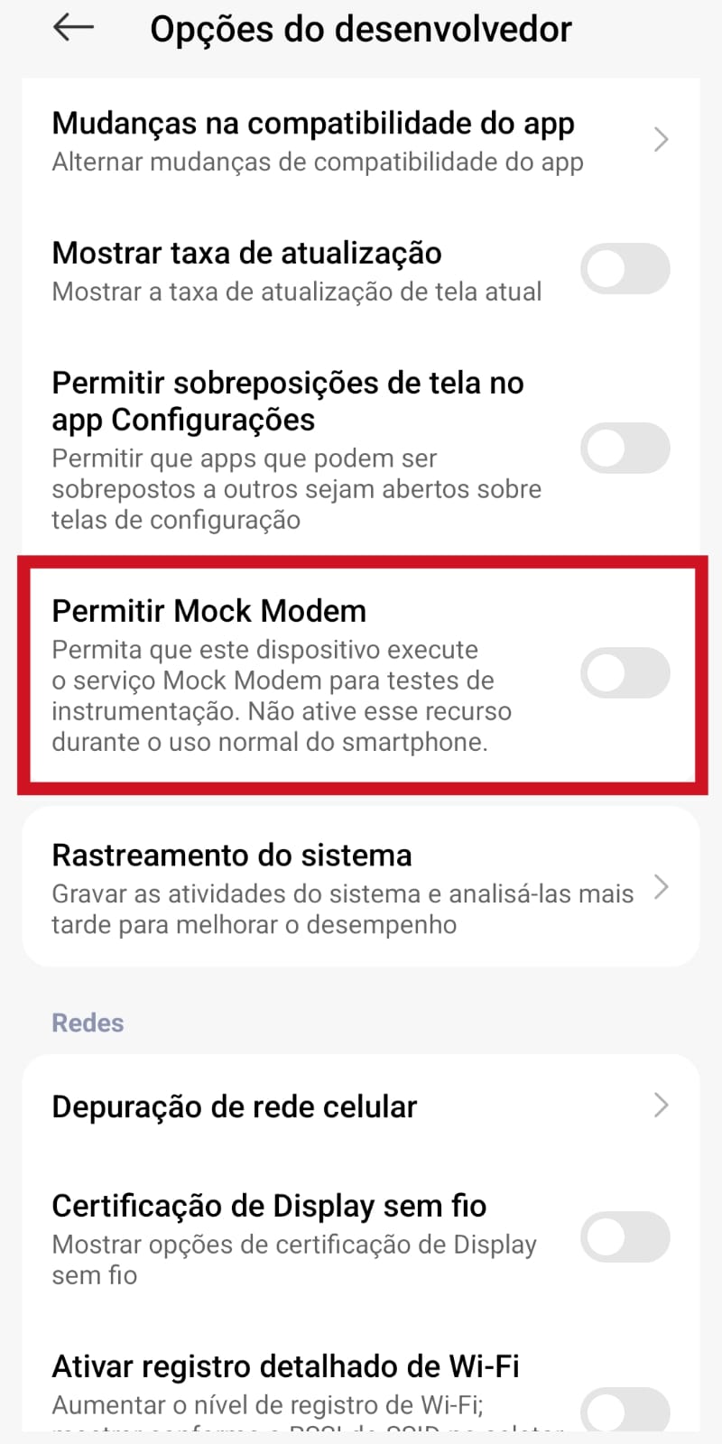 Opções do desenvolvedor / Mundo Android